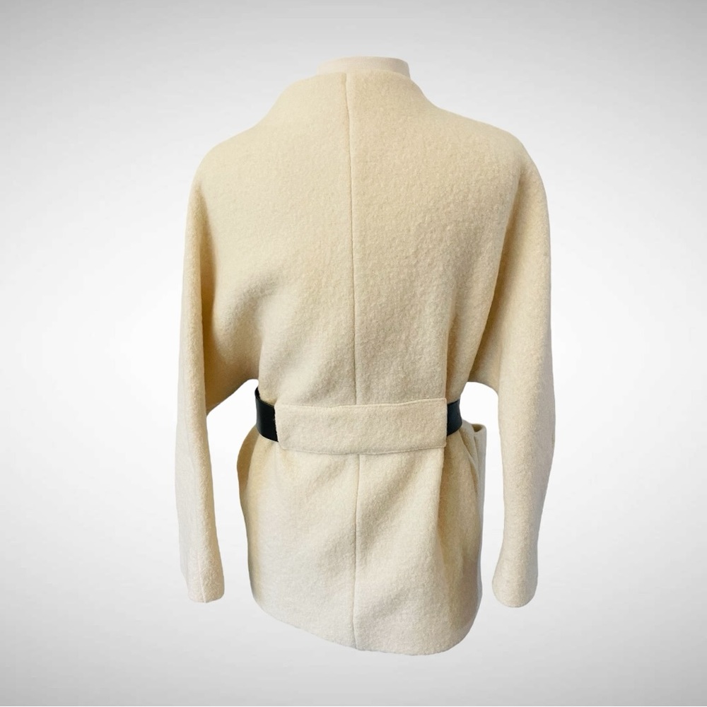 New! Ba&Sh Manteau Clif Ecru Lady Coat Jacket Wool Leather Belt Size 6 View 5